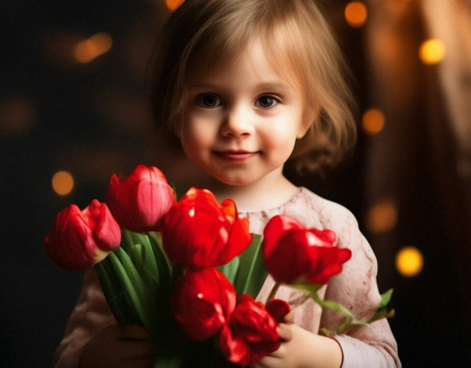 Ребенок поздравляет с 8 марта